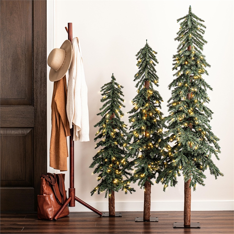 Vickerman 4/5/6' Natural Alpine Artificial Christmas Trees in Green (Set of 3)