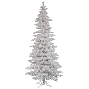 Vickerman 120&quot Plastic Slim Artificial Christmas Tree with LED Lights in White