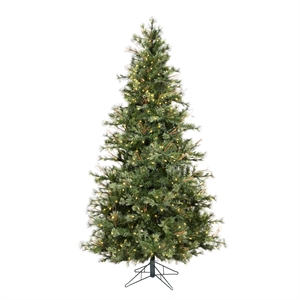 Vickerman 78x47&quot Mixed Country Artificial Christmas Tree w/ LED Lights in Green