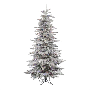 Vickerman 78&quot Sierra Fir Slim Multi-Color LED Artificial Christmas Tree in White