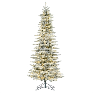 Vickerman 90&quot Utica Fir Slim Artificial Christmas Tree with LED Lights in White