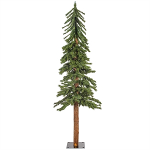 Vickerman 60&quot Plastic Natural Bark Alpine Artificial Christmas Tree in Green