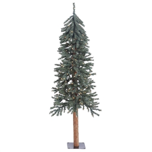 Vickerman 60&quot Natural Bark Alpine Artificial Christmas Tree with LED in Green