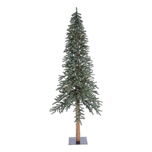 Vickerman 108&quot Natural Bark Alpine Artificial Christmas Tree with LED in Green