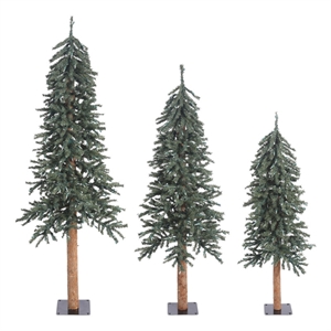 Vickerman 4' 5' 6' Natural Bark Alpine Artificial Christmas Tree Set in Green