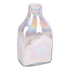 Vickerman 12&quot Contemporary Hand Blown Glass Enamel Bottle Vase in White