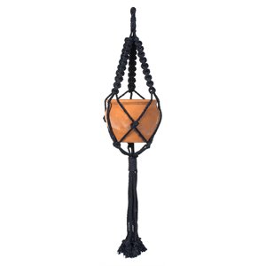 Vickerman 4.5&quot Contemporary Terracotta Pot with Black Rope Hanger in Brown