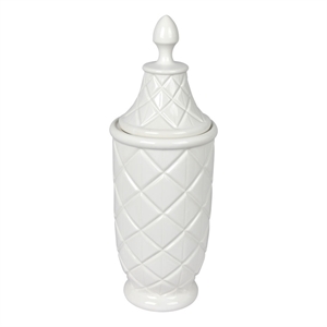Vickerman 18.5&quot Contemporary Ceramic Container with Lid in White