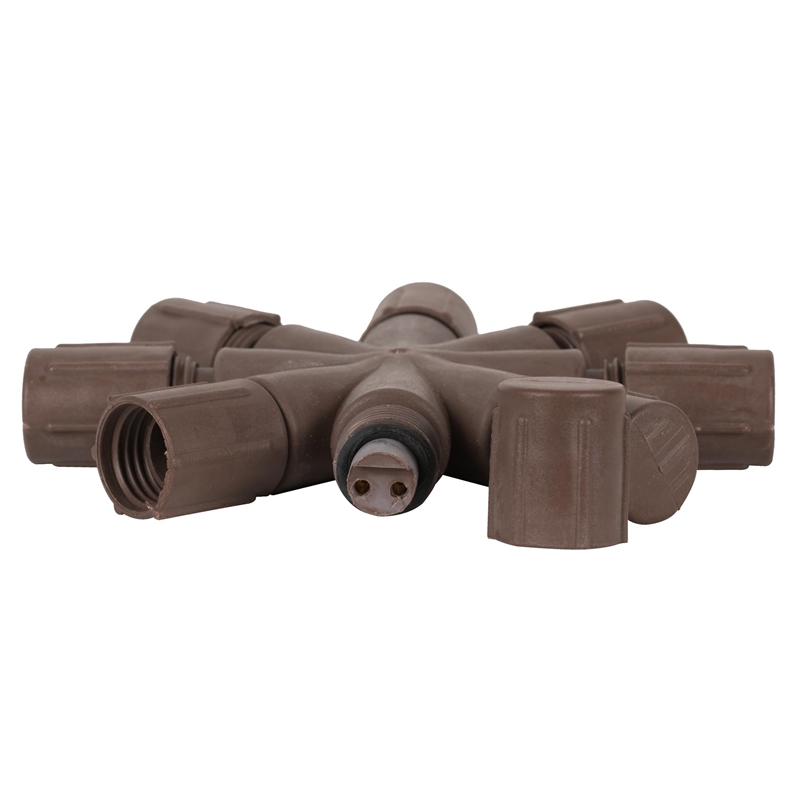 Vickerman Plastic Coaxial Y Splitter Single LED in Brown (Set of 6)