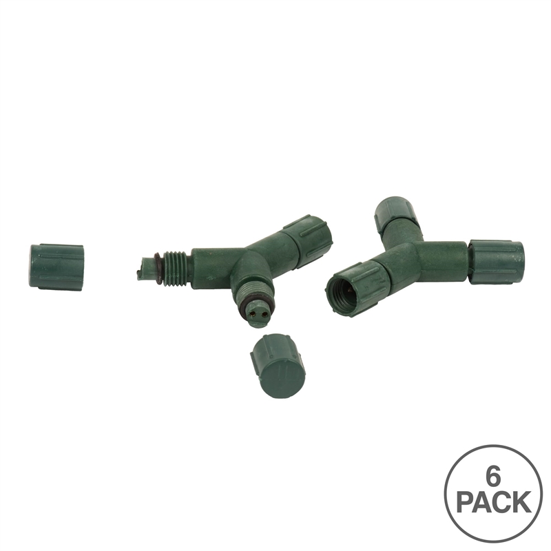 Vickerman Plastic Coaxial Y Splitter Single LED in Green (Set of 6)