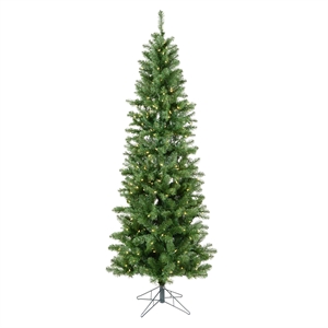 Vickerman 102&quot Salem Pencil Pine PVC Plastic LED Lights Christmas Tree in Green