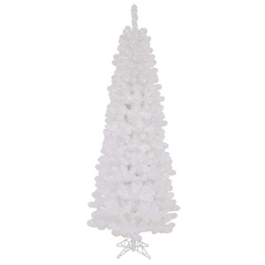 Vickerman 90&quot Salem Pencil Pine Clear Lights Artificial Christmas Tree in White