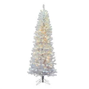 Vickerman 54&quot Salem Pencil Pine PVC Plastic LED Lights Christmas Tree in White