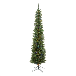 Vickerman 102&quot Durham Pole Multi-Color LED Artificial Christmas Tree in Green