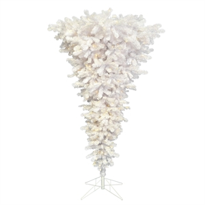 Vickerman 90&quot Upside Down Artificial Christmas Tree with LED Lights in White