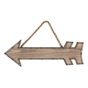 Vickerman 22&quot Contemporary Wood Rustic Arrow with Rope Hanger in Brown