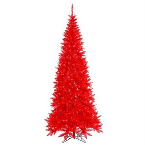 Vickerman 108&quot Plastic Fir Slim Dura-lit LED Artificial Christmas Tree in Red