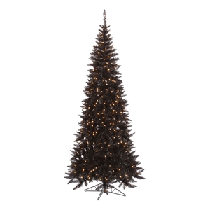 Vickerman 66&quot Plastic Fir Slim Dura-lit LED Artificial Christmas Tree in Black
