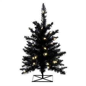 Vickerman 36&quot Fir Artificial Christmas Tree with Warm White LED Lights in Black