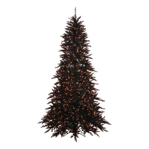 Vickerman 36&quot Fir Artificial Christmas Tree with Orange LED Lights in Black