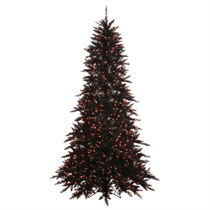 Vickerman 108&quot Fir Artificial Christmas Tree with Orange LED Lights in Black