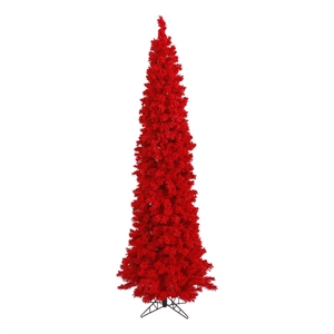 Vickerman 120&quot Plastic Fir Unlit Artificial Christmas Tree in Flocked Red