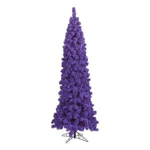 Vickerman 108x43&quot Plastic Fir Unlit Artificial Christmas Tree in Flocked Purple