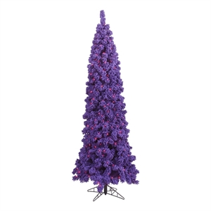 Vickerman 90&quot Fir Dura-lit LED Artificial Christmas Tree in Flocked Purple