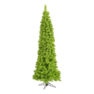 Vickerman 108&quot Fir Pencil Unlit Artificial Christmas Tree in Flocked Lime Green