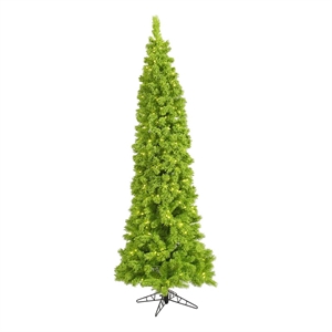 Vickerman 108&quot Fir Pencil LED Artificial Christmas Tree in Flocked Lime Green