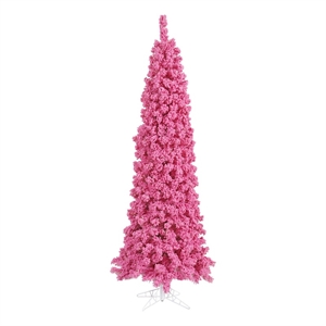 Vickerman 108&quot Plastic Fir Unlit Artificial Christmas Tree in Flocked Pink