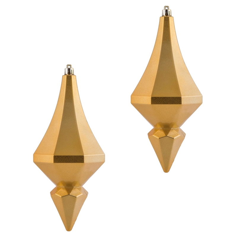 Vickerman Plastic Diamond Finial Ornaments in Candy Copper/Gold (Set of 2)
