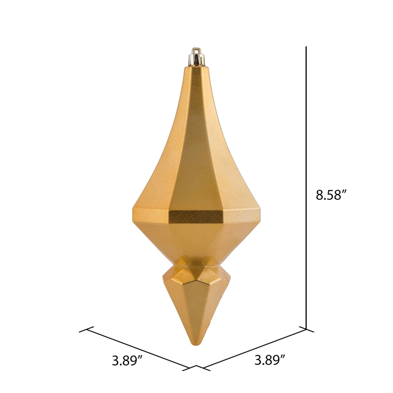 Vickerman Plastic Diamond Finial Ornaments in Candy Copper/Gold (Set of 2)