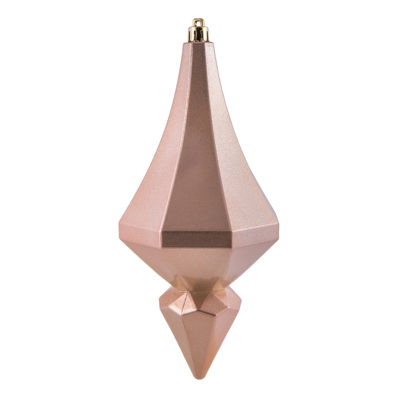 Vickerman Plastic Diamond Finial Ornaments in Candy Rose Gold (Set of 2)