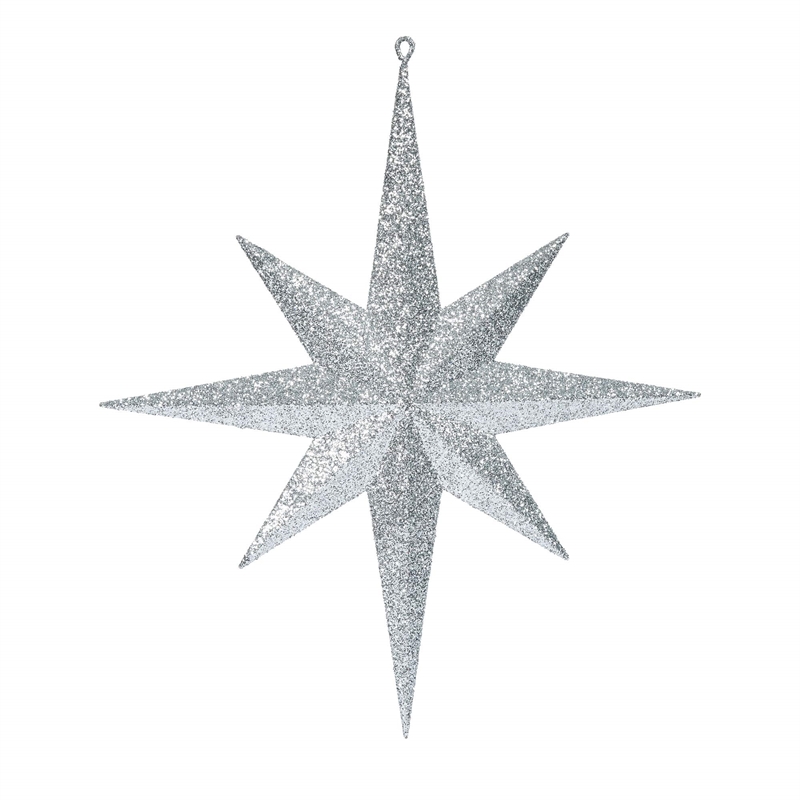 Vickerman Iridescent Glitter Bethlehem Star Christmas Ornament in Silver