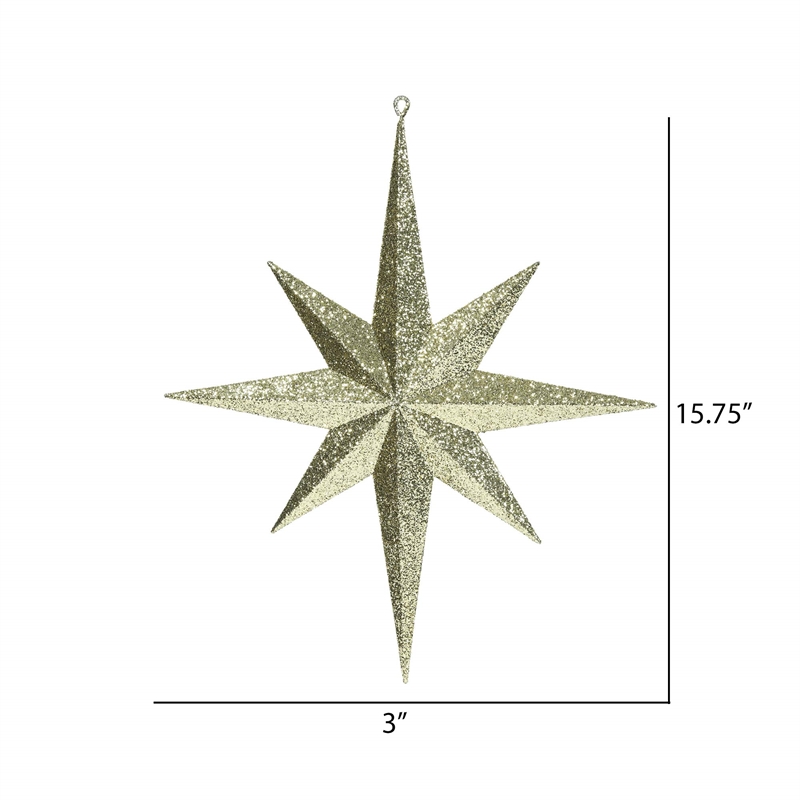 Vickerman Iridescent Glitter Bethlehem Star Christmas Ornament in Gold
