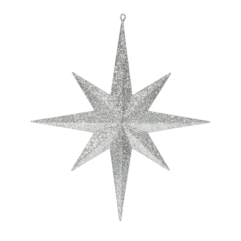 Vickerman Glitter Bethlehem Star Christmas Ornament in Champagne Silver
