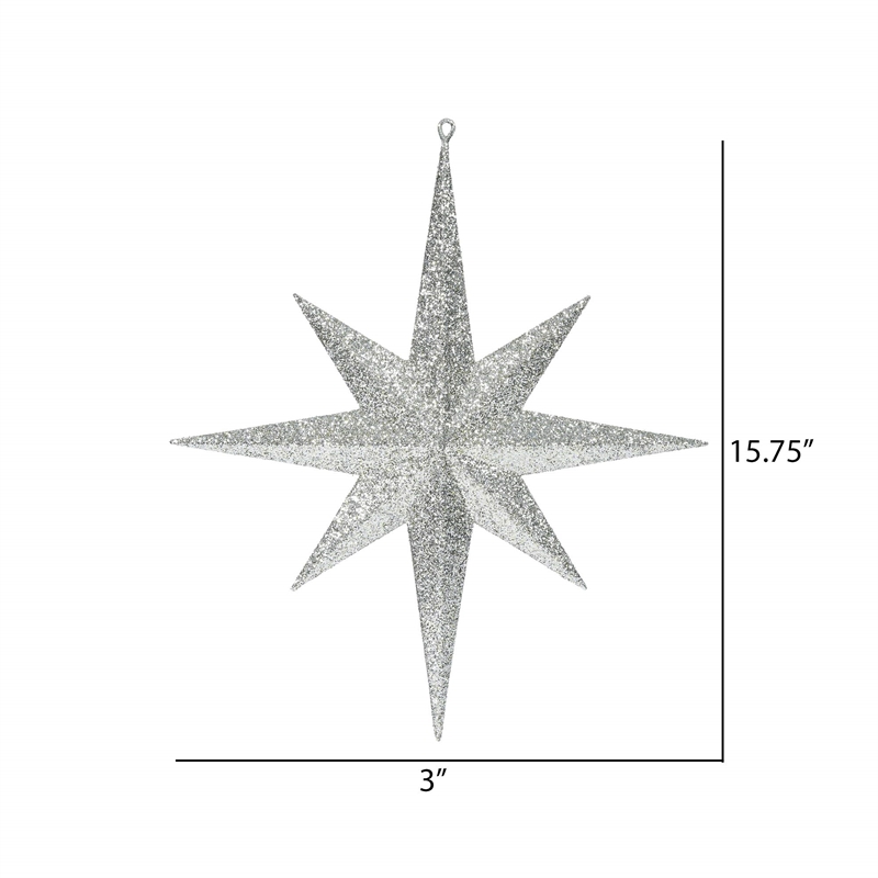 Vickerman Glitter Bethlehem Star Christmas Ornament in Champagne Silver