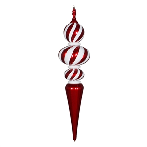 Vickerman 51&quot Plastic Jumbo Stripe Finial Candy Ornament in Red/White