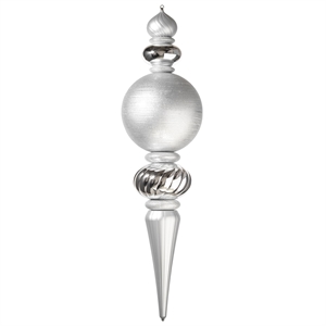 Vickerman 62&quot Plastic Shiny/Matte and Glitter Final Ornament in Silver
