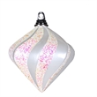 Vickerman 6'' Plastic Candy/Glitter Swirl Diamond Christmas Ornament in White