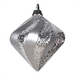 Vickerman 6'' Plastic Candy/Glitter Swirl Diamond Christmas Ornament in Silver