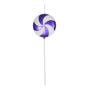 Vickerman 24&quot Plastic Candy Lollipop Christmas Ornament in Purple/White