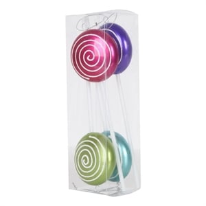 Vickerman 10&quot Candy Swirl Lollipop Christmas Ornaments in Multi-Color (Set of 4)