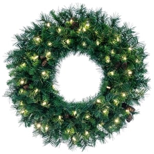 Vickerman 30&quot Cheyenne Pine LED Lights Artificial Christmas Wreath in Green