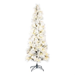 Vickerman 72&quot Atka Pencil LED Lights Artificial Christmas Tree in Flocked White