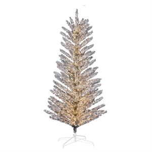 Vickerman 72&quot 3mm Lights Artificial Christmas Tree in Vintage Aluminum Silver