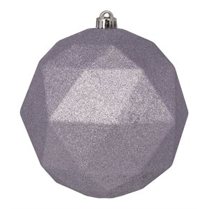 Vickerman 8&quot Plastic Geometric Ball Ornament in Glitter Lilac Purple