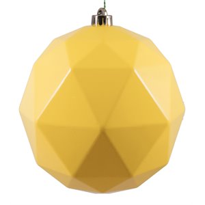 Vickerman 8&quot Plastic Geometric Ball Ornaments in Shiny Yellow (Set of 4)