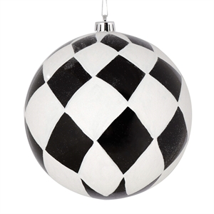 Vickerman 8&quot Diamond Ball Christmas Ornaments in Glitter Black/White